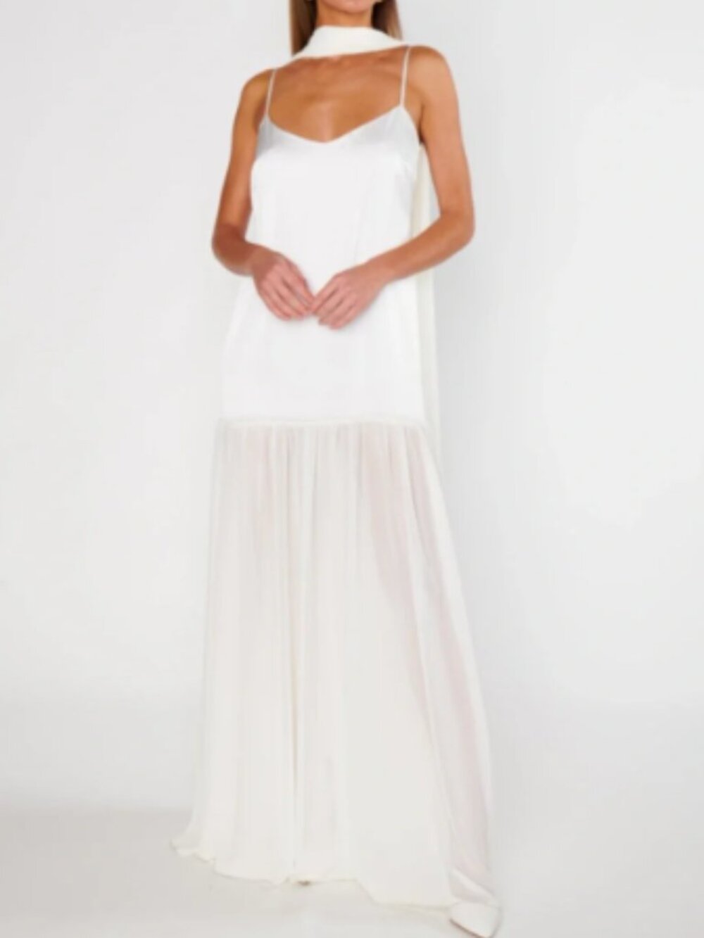 NWT Show Me Your Mumu Dalia Maxi Dress Ivory Luxe Satin
